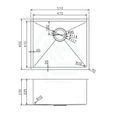 510X450X230Mm Rose Gold Pvd Kitchen Sink Single Bowl Top/undermount