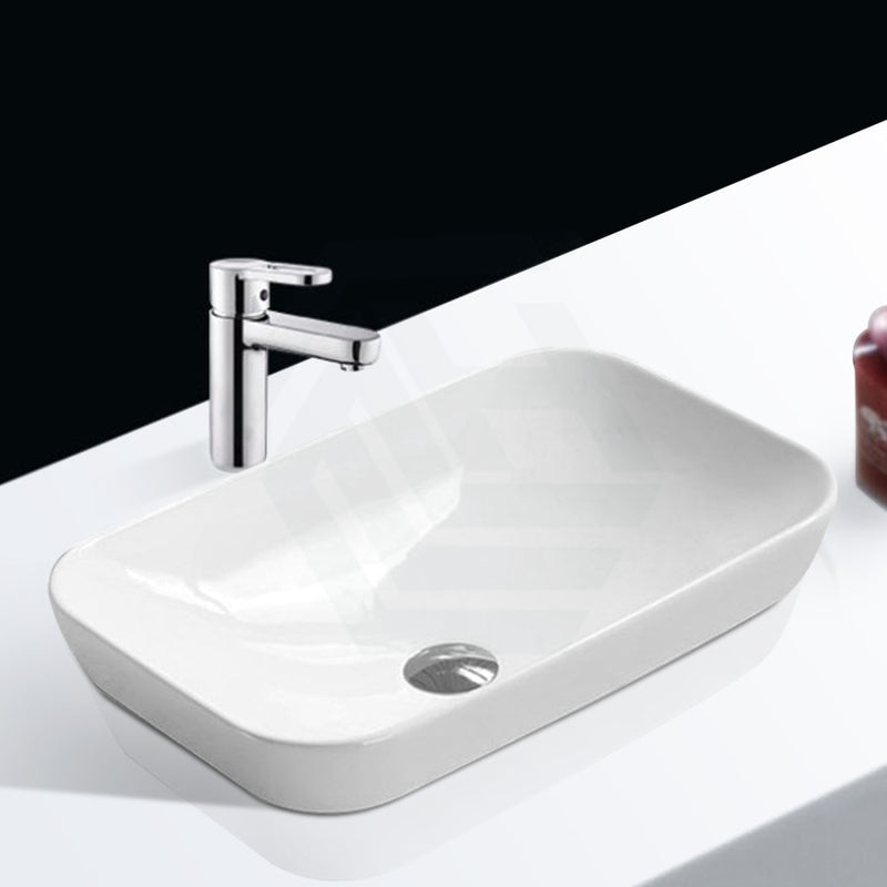 515X340X155Mm Bathroom Rectangle Gloss White Ceramic Inset Basin Vanity