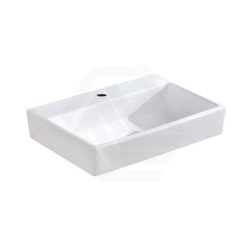 520X360X120Mm Rectangle Gloss White Above Counter/wall Hung Ceramic Wash Basin With Tap Hole