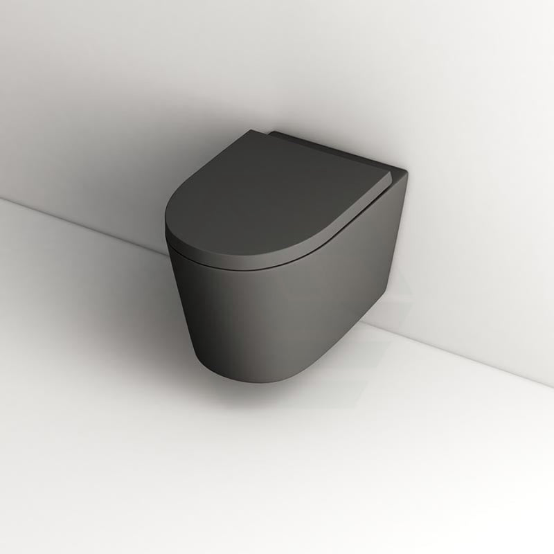 520X360X325Mm Avis Matt Black Wall Hung Toilet Pan With Rimless Flush For Bathroom Wall-Hung