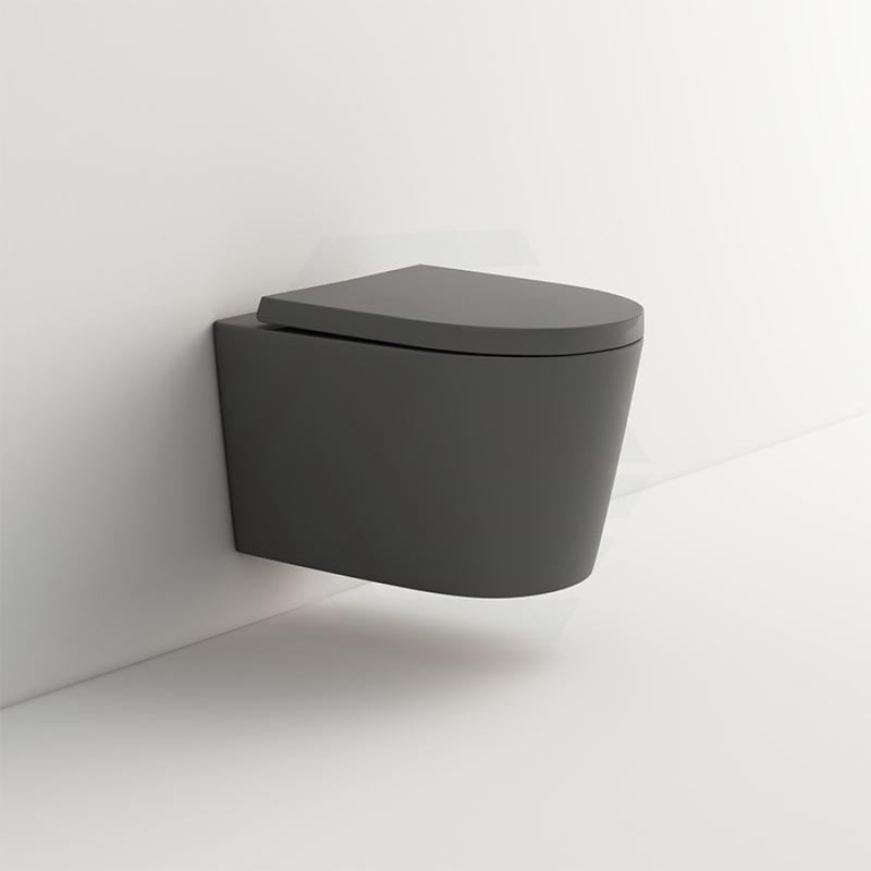 Ceramic Wall Hung Toilet Pan Rimless Matt Black