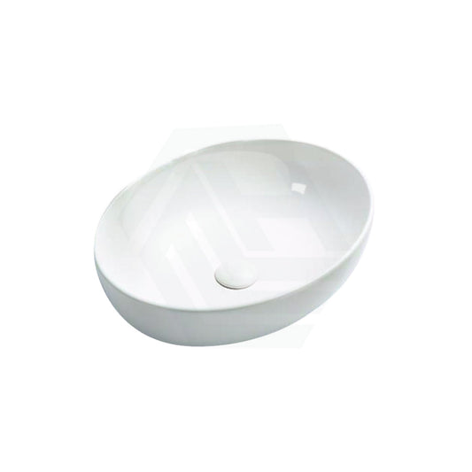 520X395X130Mm Bathroom Wash Basin Oval Above Counter Gloss White Ceramic