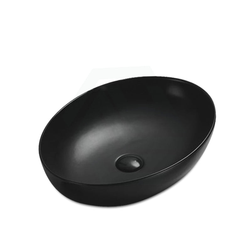 520X395X130Mm Bathroom Wash Basin Oval Above Counter Matt Black Ceramic