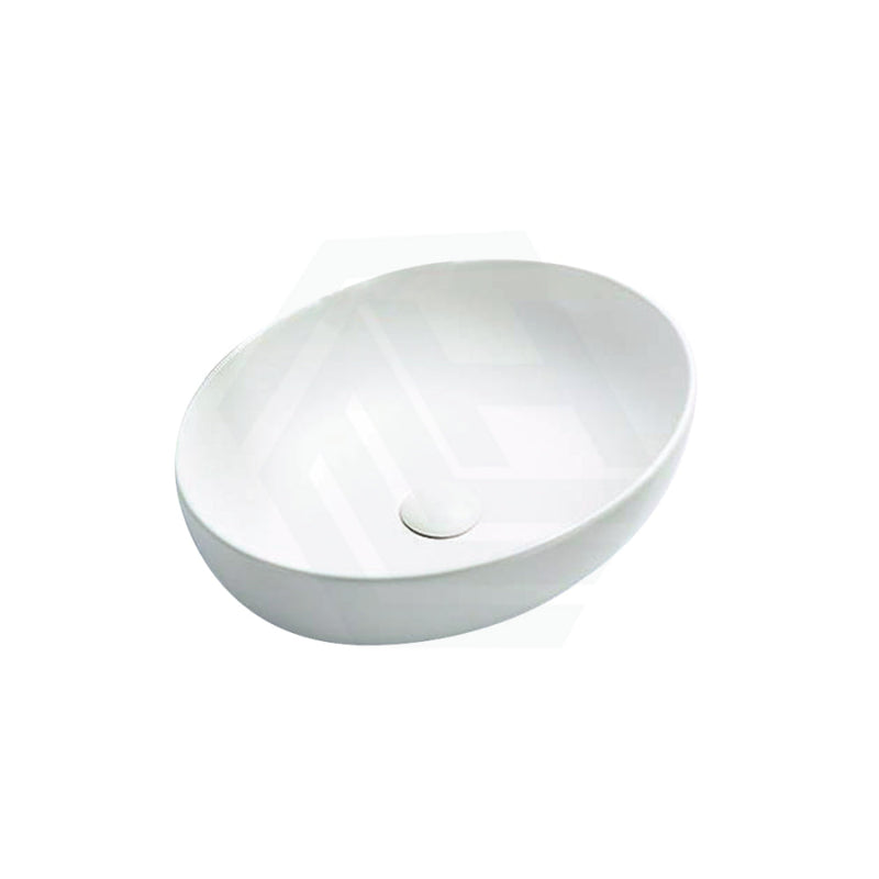 520X395X130Mm Bathroom Wash Basin Oval Above Counter Matt White Ceramic