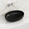 520X395X130Mm Bathroom Wash Basin Oval Above Counter Matt Black Ceramic Basins