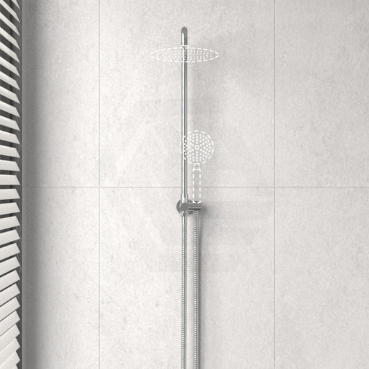 530Mm Height Round Chrome Top Water Inlet Twin Shower Rail Rails