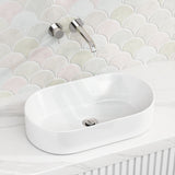 530X300X115Mm Above Counter Ceramic Basin Gloss White Oval For Bathroom Basins