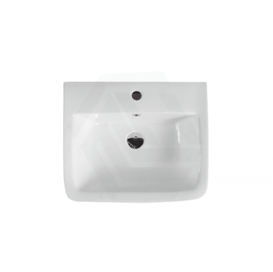 530X440X360Mm Zento Bathroom Square Wall Hung Gloss White Ceramic Basin With Tap Hole