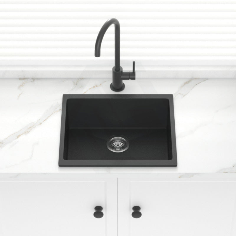 530X460X200Mm Carysil Black Single Bowl Granite Kitchen/laundry Sink Top/under Mount Kitchen
