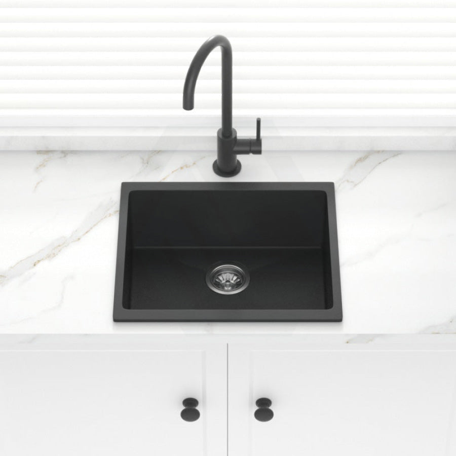 530X460X200mm Carysil Black Single Bowl Granite Kitchen/ Laundry Sink Top/ Under Mount Kitchen