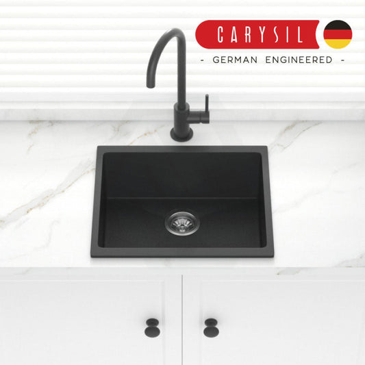 Carysil Granite Kitchen Sink Single Bowl 530mm Black