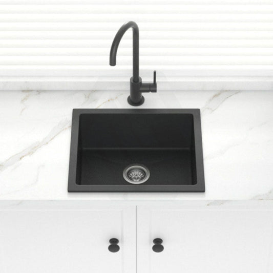 533X457X205Mm Carysil Black Single Bowl Granite Kitchen/laundry Sink Top/flush/under Mount Kitchen