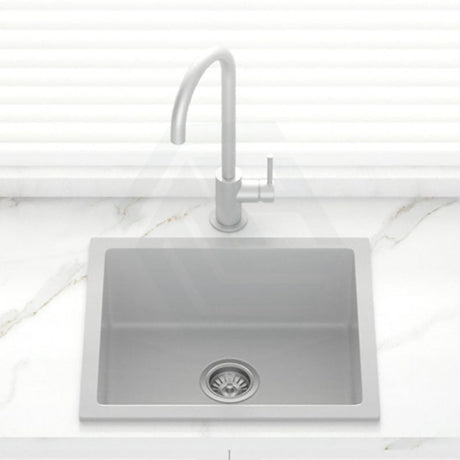 533X457X205mm Carysil Concrete Grey Single Bowl Granite Kitchen/ laundry Sink Top/ Flush/ Under Mount