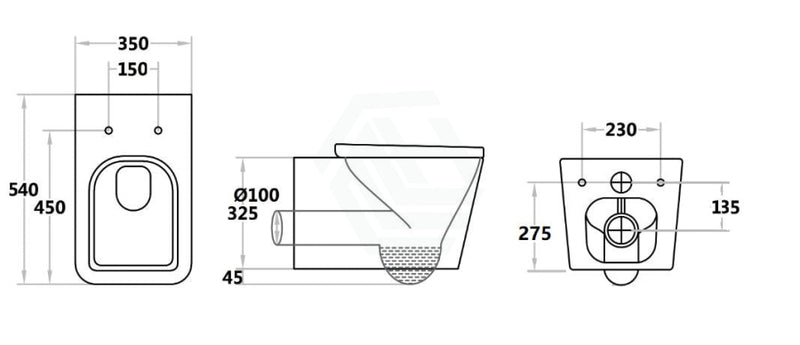 540X350X370Mm Qubist Wall Hung Toilet Pan With Box Rim For Bathroom Wall-Hung