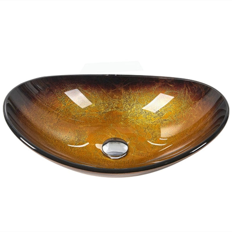 545X370X155Mm Above Counter Tempered Glass Basin Oval Bathroom Antique Vintage Wash Art