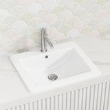 545X475X180Mm Inset Basin Square Gloss White Ceramic One Tap Hole Basins
