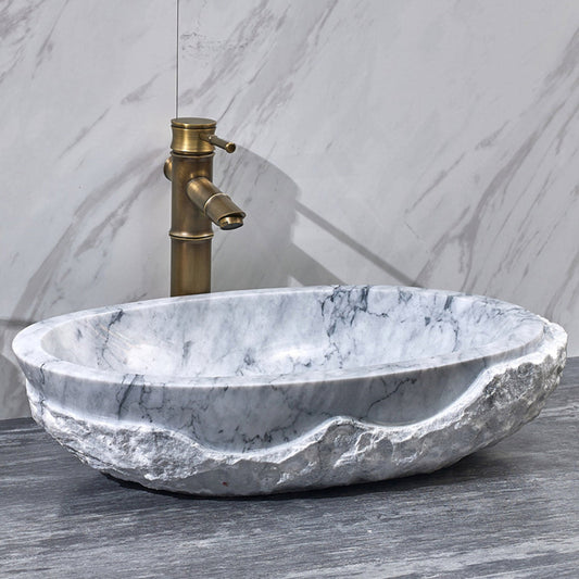 Stone Above Counter Wash Basin Oval Marble Surface