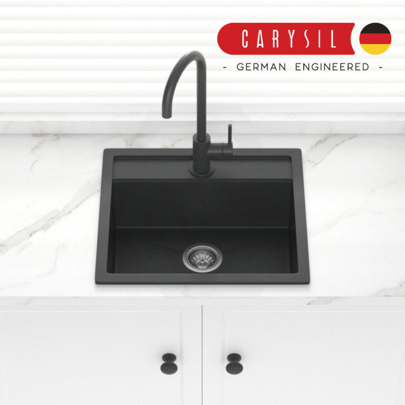 Carysil Granite Kitchen Sink Single Bowl 560mm Black