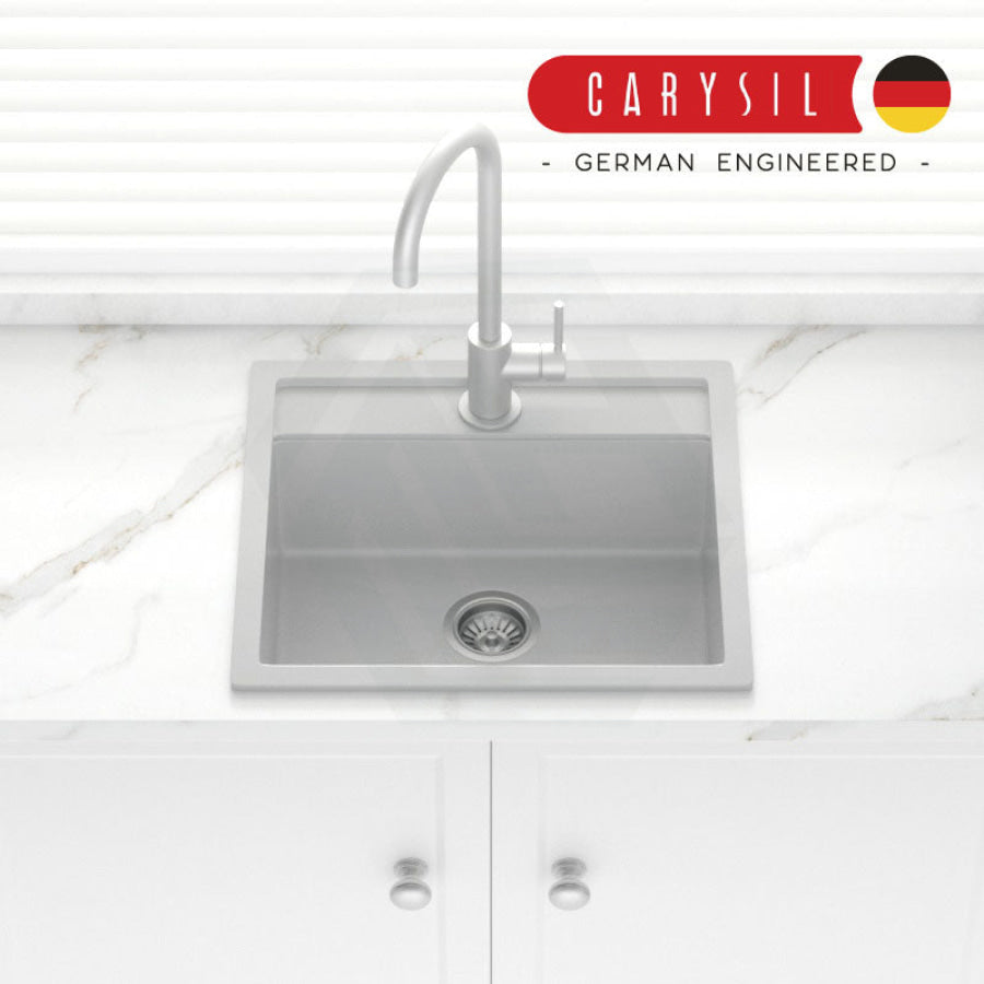 560X510X200mm Carysil Concrete Grey Single Bowl Granite Top/ Flush/ Under Mount Kitchen/ Laundry Sink