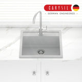 560X510X200mm Carysil Concrete Grey Single Bowl Granite Top/ Flush/ Under Mount Kitchen/ Laundry Sink