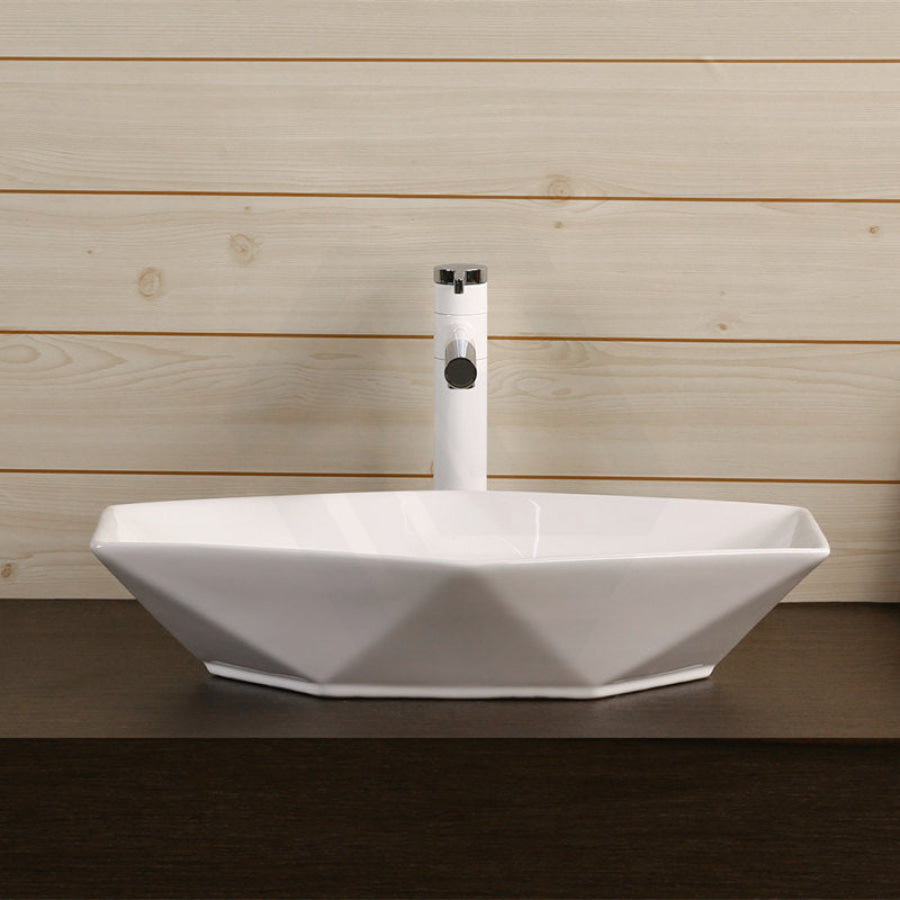 565X365X125Mm Above Counter Ceramic Basin Gloss White Special Shape For Bathroom