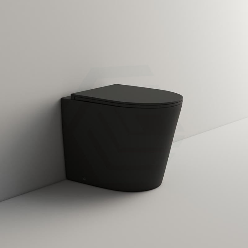 Zara 580X360X420Mm Bathroom Toilet Matt Black Comfort Height Wall Floor Faced Pan With Rimless