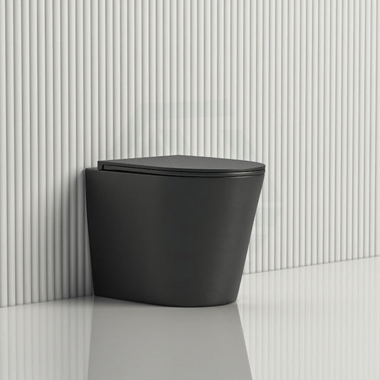 580X360X420Mm Bathroom Toilet Matt Black Comfort Height Wall Floor Faced Pan With Rimless Flushing