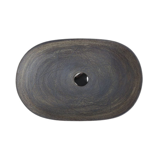 585X400X125Mm Oval Natura Oak Above Counter Ceramic Basin Art