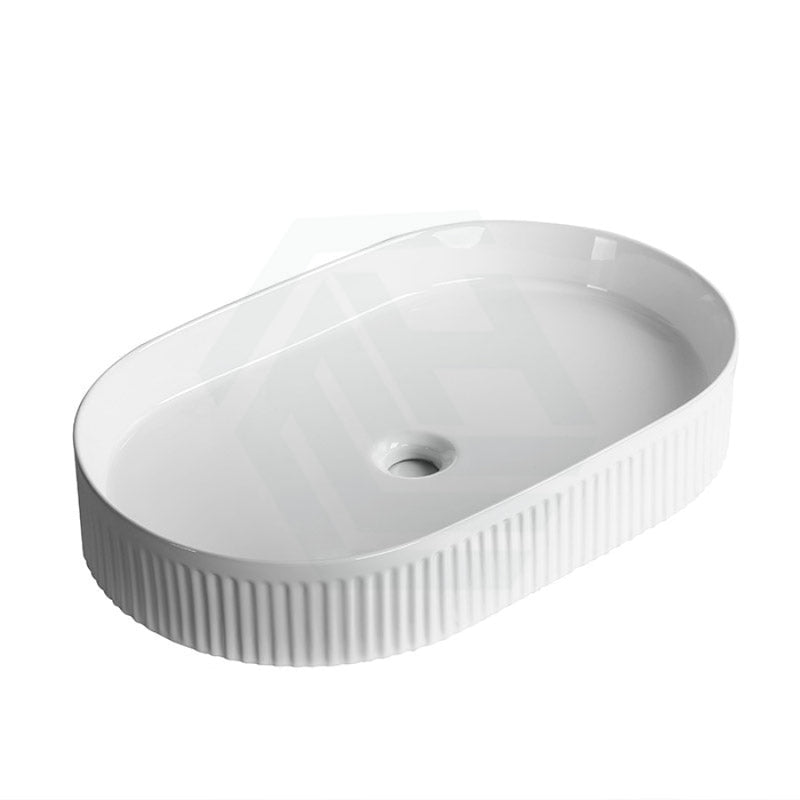 580X360X100Mm Oval Above Counter Ceramic Basin Gloss White Basins