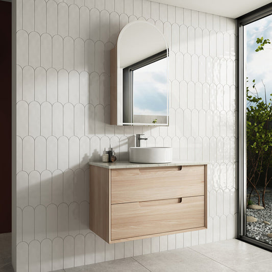 600 - 1500Mm Ainsley Wall Hung Vanity Natural Timber Grains Cabinet Only & Stone Top Available For