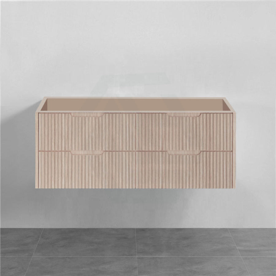 600-1500Mm Bali Wall Hung Bathroom Floating Vanity American Oak Linear Fluted Cabinet Pvc Coating