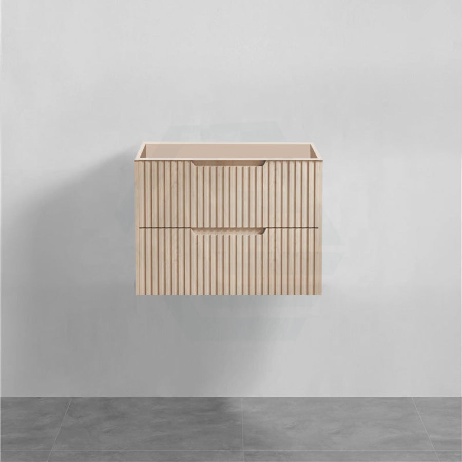 600-1500Mm Bali Wall Hung Bathroom Floating Vanity American Oak Linear Fluted Cabinet Pvc Coating