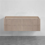 600-1500Mm Bali Wall Hung Bathroom Floating Vanity American Oak Linear Fluted Cabinet Pvc Coating