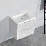 600-1500Mm Bali Wall Hung Bathroom Floating Vanity Matt White Linear Fluted Cabinet Pvc Coating