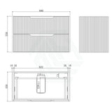 600 - 1500Mm Bali Wall Hung Bathroom Floating Vanity Matt White Linear Fluted Cabinet Pvc Coating