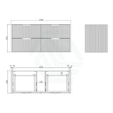 600 - 1500Mm Bali Wall Hung Bathroom Floating Vanity Matt White Linear Fluted Cabinet Pvc Coating