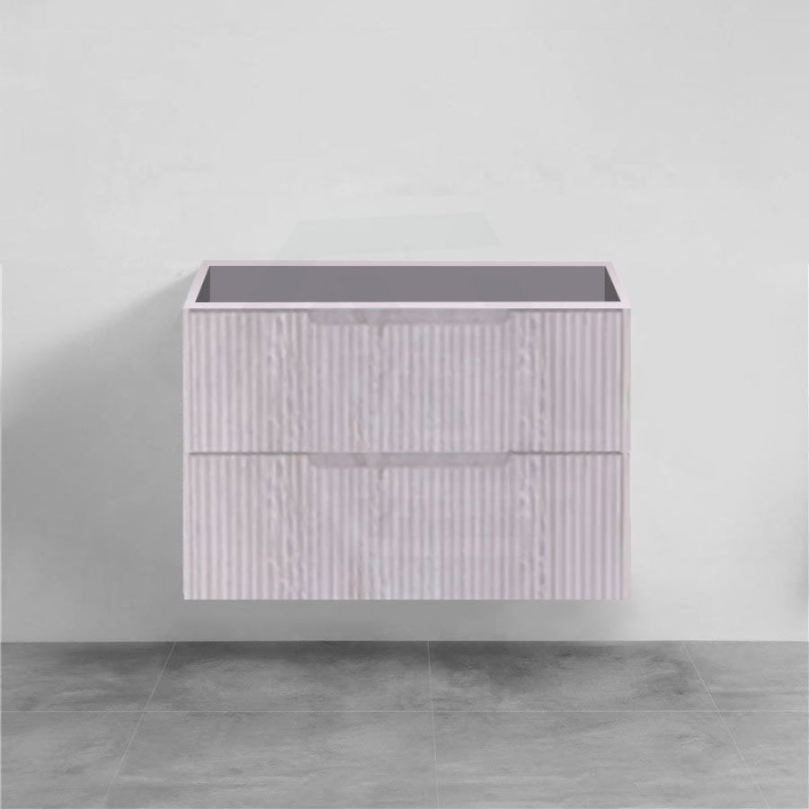 600-1500Mm Bali Wall Hung Bathroom Floating Vanity White Oak Linear Fluted Cabinet Pvc Coating