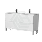 600-1500Mm Bathroom Freestanding Vanity With Legs Gloss White Polyurethane Pvc Cabinet Only 