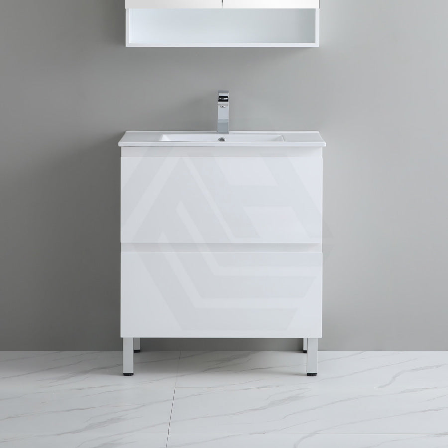 900X460X880Mm Bathroom Floor Vanity Freestanding Gloss White Polyurethane Pvc Cabinet Only  Ceramic