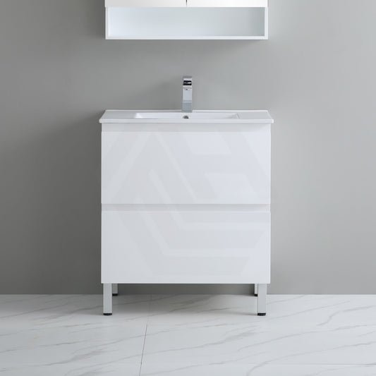 900X460X880Mm Bathroom Floor Vanity Freestanding Gloss White Polyurethane Pvc Cabinet Only & Ceramic