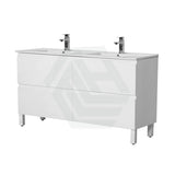 600-1500Mm Bathroom Freestanding Vanity With Legs Gloss White Polyurethane Pvc Cabinet Only 