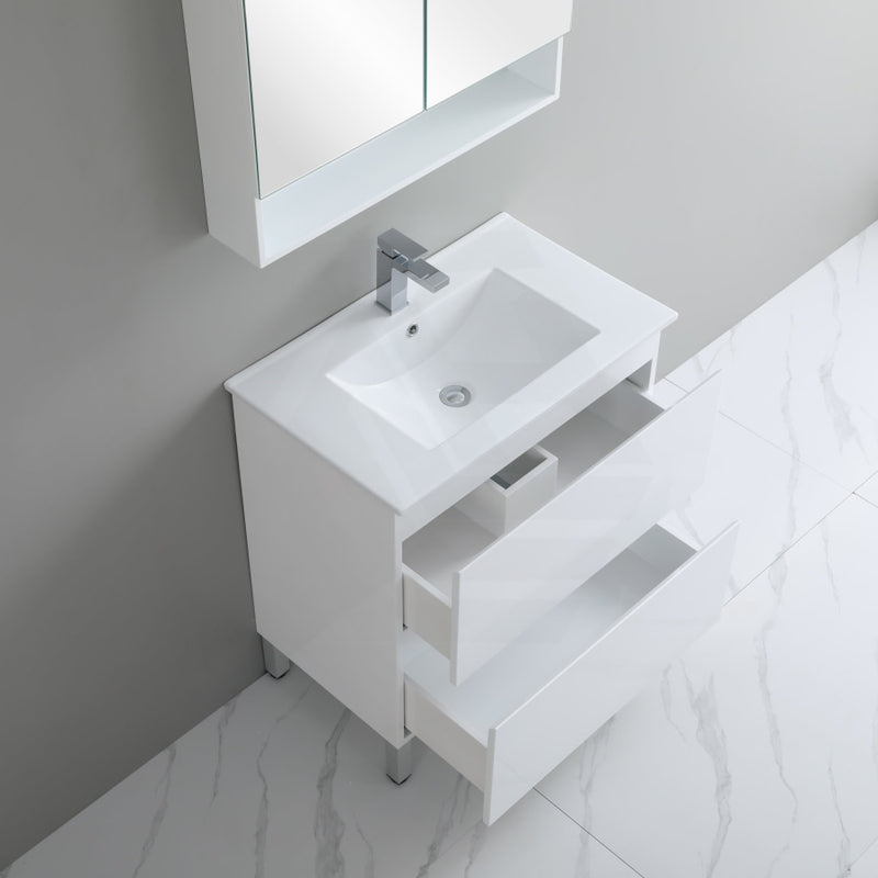 900X460X880Mm Bathroom Floor Vanity Freestanding Gloss White Polyurethane Pvc Cabinet Only & Ceramic