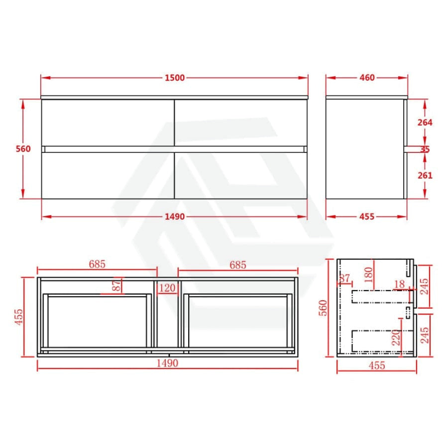 600-1500Mm Bathroom Wall Hung Vanity Stella Oak Pvc Cabinet Only Vanities