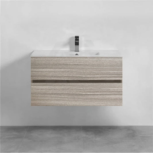 900X460X560Mm Bathroom Floating Vanity Wall Hung Stella Oak Pvc Cabinet Only & Ceramic/Poly Top