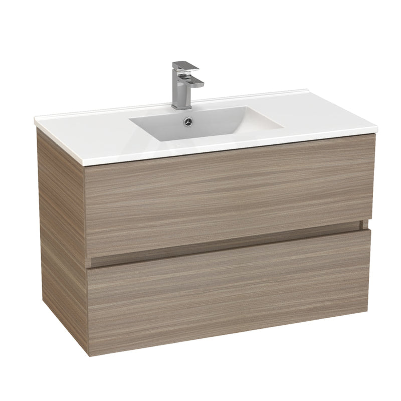 900X460X560Mm Bathroom Floating Vanity Wall Hung Stella Oak Pvc Cabinet Only & Ceramic/poly Top
