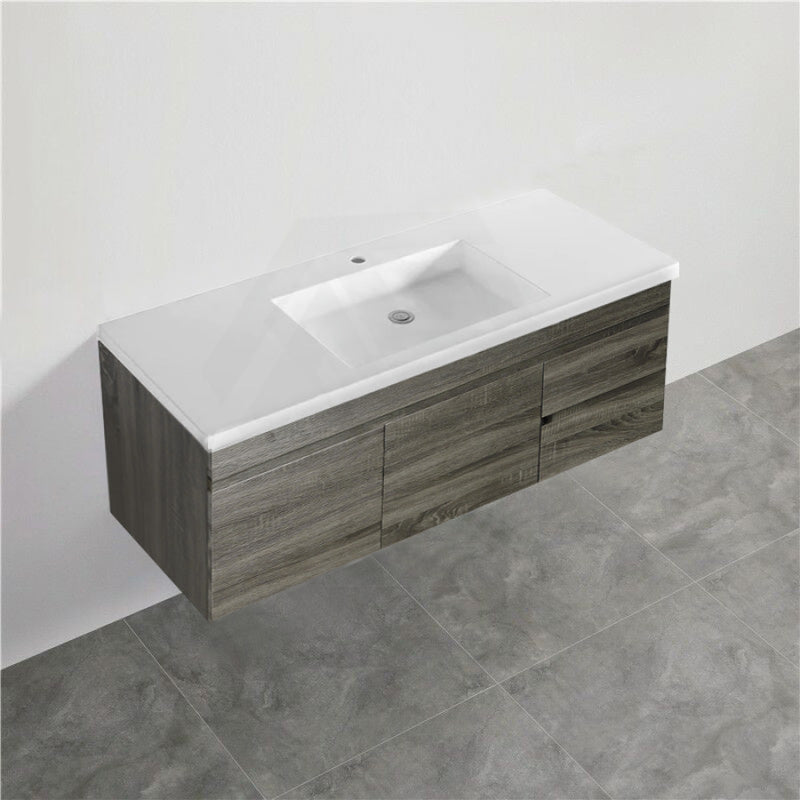 600-1500Mm Berge Dark Grey Wall Hung Vanity With Left / Right Drawer And Ceramic Poly Tops Options