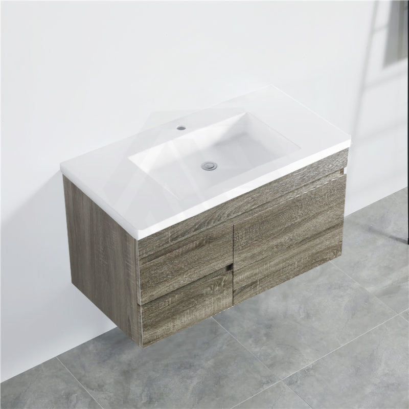 600-1500Mm Berge Dark Grey Wall Hung Vanity With Left / Right Drawer And Ceramic Poly Tops Options