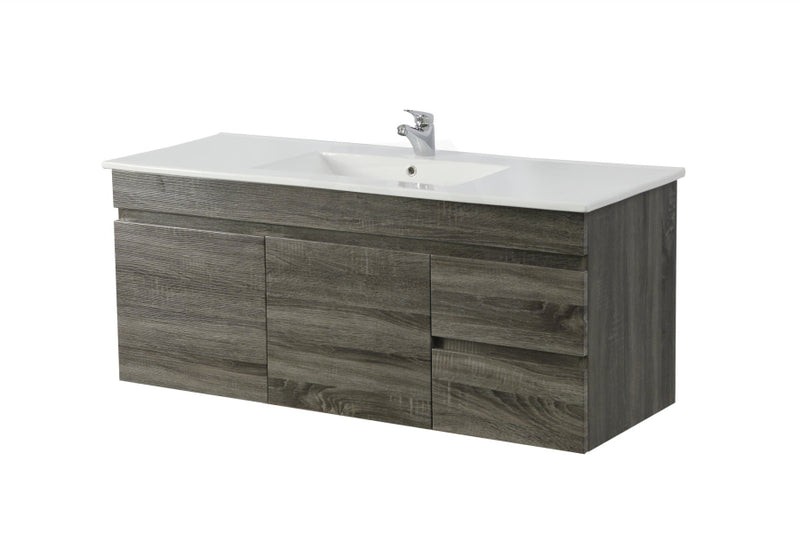 1200X450X550Mm Dark Grey Wall Hung Vanity Cabinet With Left / Right Side Drawers And Optional