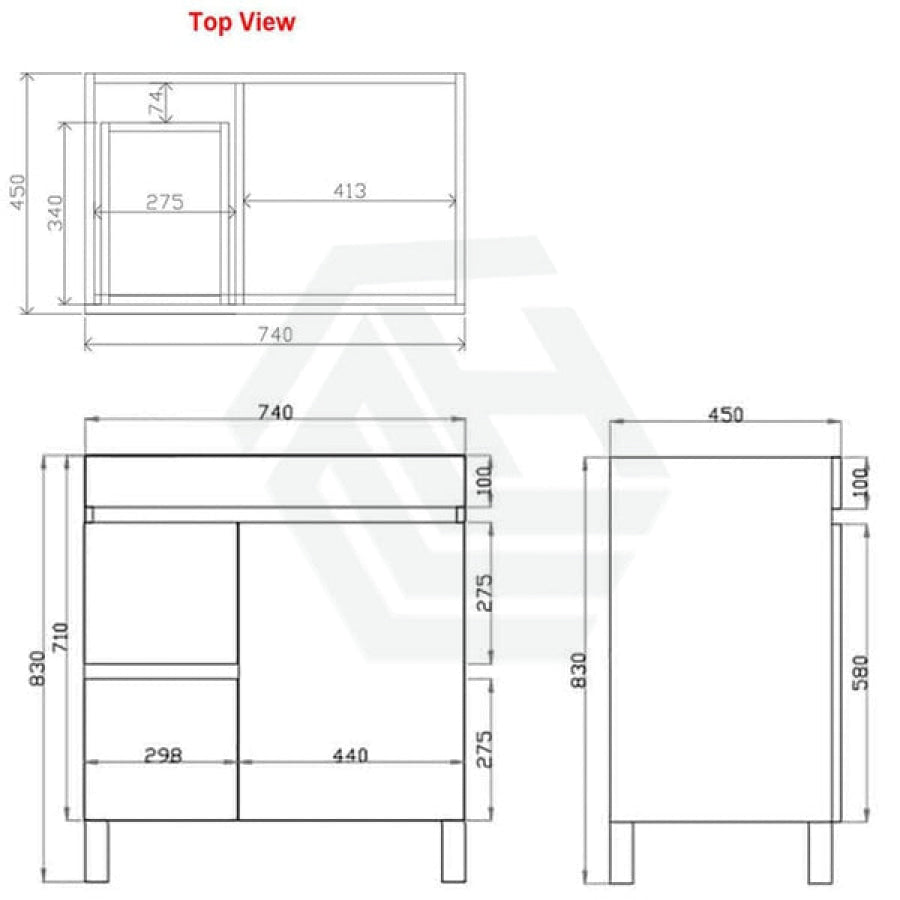 600-1500Mm Freestanding Bathroom Floor Vanity White Oak Wood Grain Left/Right Side Pvc Filmed