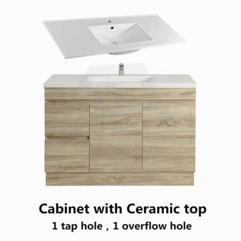 600-1500Mm Berge Freestanding Bathroom Floor Vanity Kickboard White Oak Wood Grain Left/Right Side
